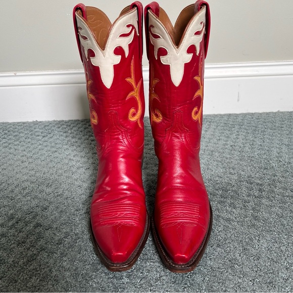 Lucchese 7 B 1883 Western Red Western Cowboy Cowgirl Boots valentines day red - Picture 4 of 13